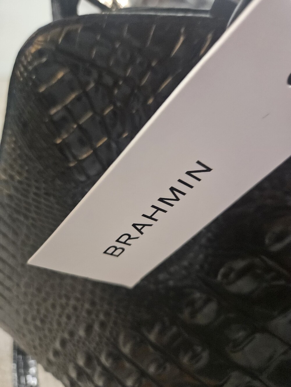 NEW Brahmin Black Croc-Embossed Tote